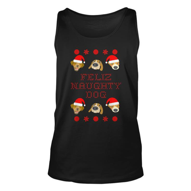 Feliz Naughty Dog Ugly Christmas Sweater-Style Tank Top