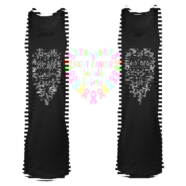 Fight Cancer In All Color Heart Breast Cancer Awareness Tank Top