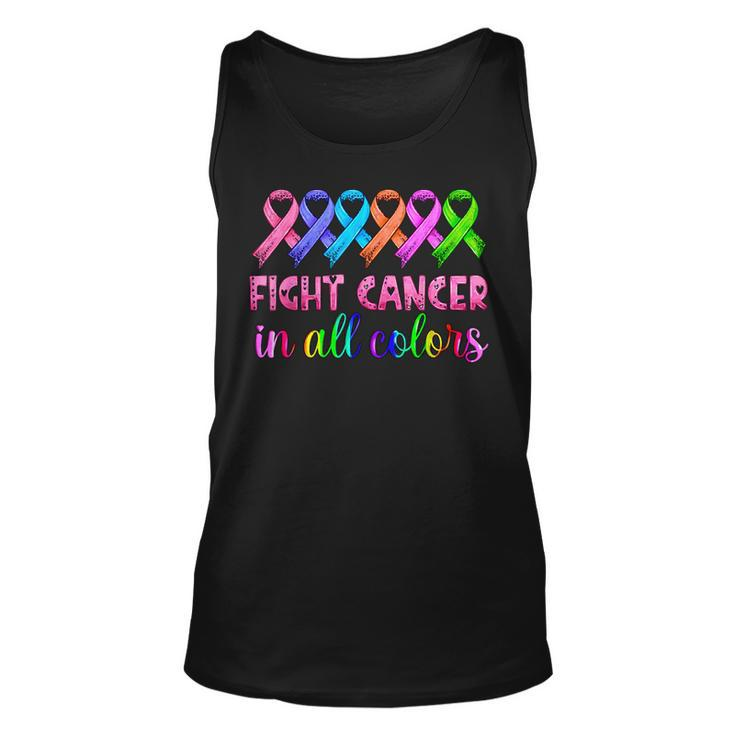 Fight Cancer In All Color Feather Breast Cancer Awareness  Unisex Tank Top