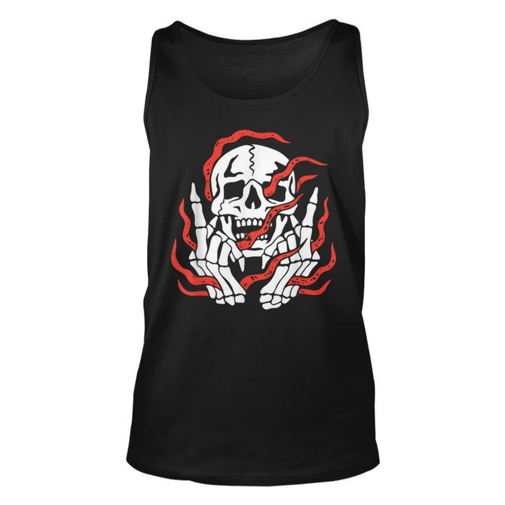 Fire Skeleton Halloween Costume Scary Goth Gothic Skull Tank Top