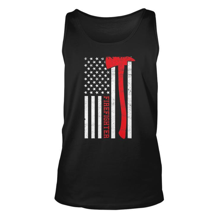 Fireman Red Line Firefighter Usa Pride Flag Father Idea Tank Top
