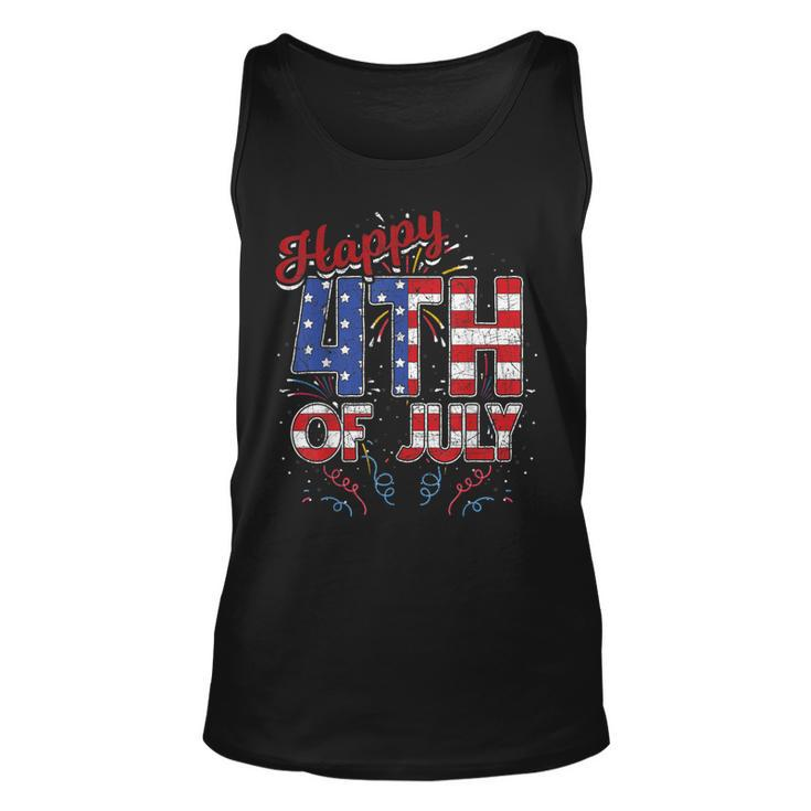 Fireworks Happy 4Th Of July Us Flag American 4Th Of July Unisex Tank Top