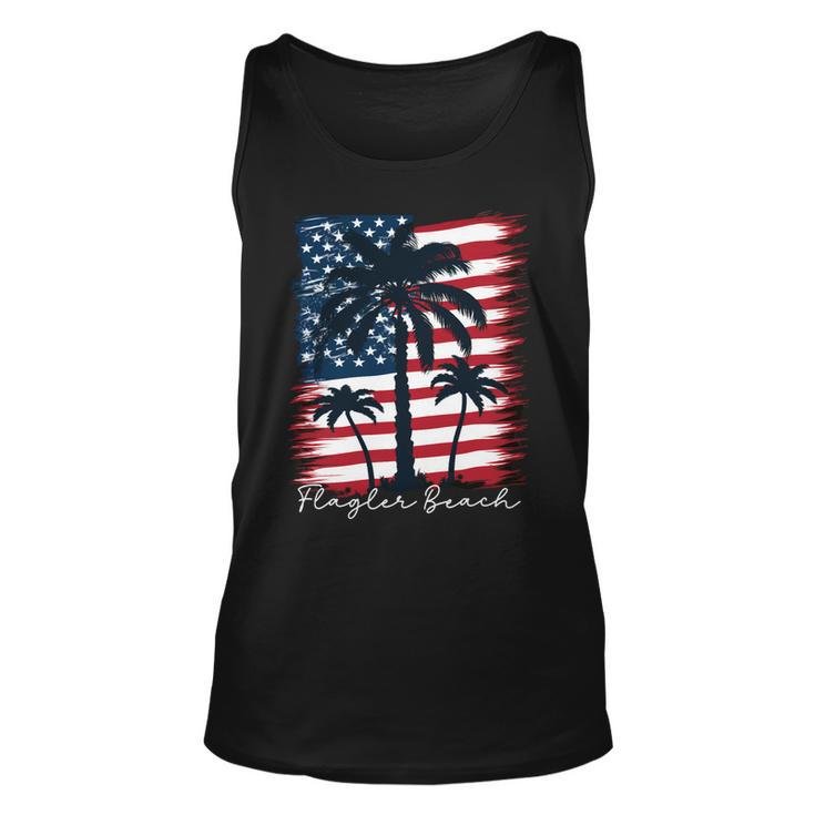 Flagler Beach Patriotic American Flag Palm Trees Unisex Tank Top