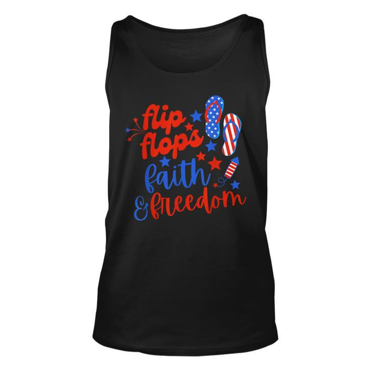 Flip Flops Faith And Freedom Fireworks 4Th Of July Us Flag  Unisex Tank Top
