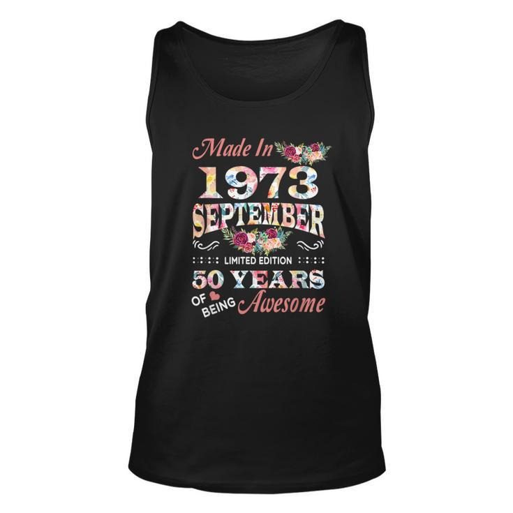 Flower Made In 1973 September 50 Years Of Being Awesome  Unisex Tank Top