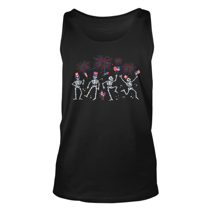 Fourth Of July America Skeletons Dancing With American Flag Dancing Tank Top