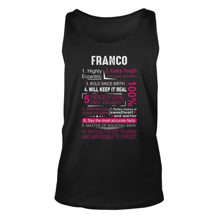 Franco Name Gift Franco Name V2 Unisex Tank Top