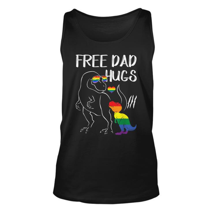 Free Dad Hugs Lgbt Pride Dad Dinosaur Rex  Proud Ally  Unisex Tank Top
