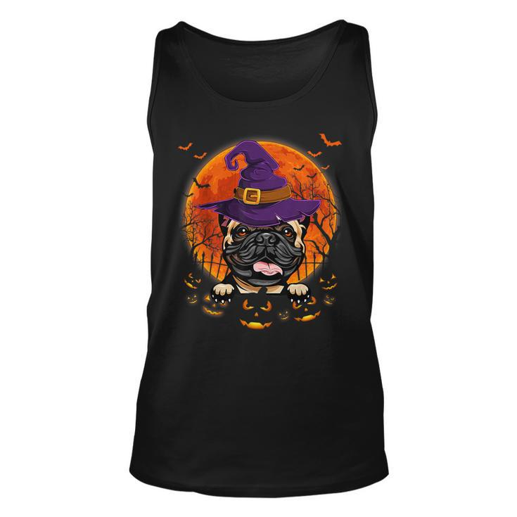 French Bulldog Witch Halloween Pumpkin Scary Costume Tank Top