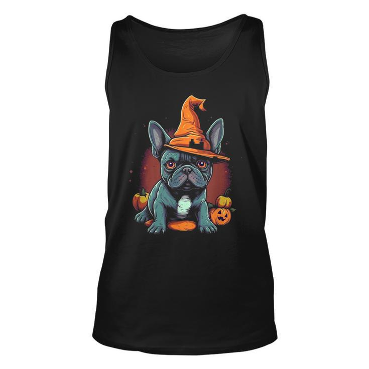 French Bulldog Witch Hat Halloween Costume Dog Lover Puppy Tank Top