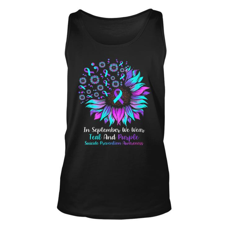 Fun In September We Wear Teal And Purple Suicide Preventions Tank Top