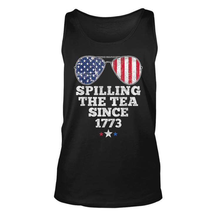Funny 4Th Of July Spilling The Tea Since 1773 American Flag  Unisex Tank Top