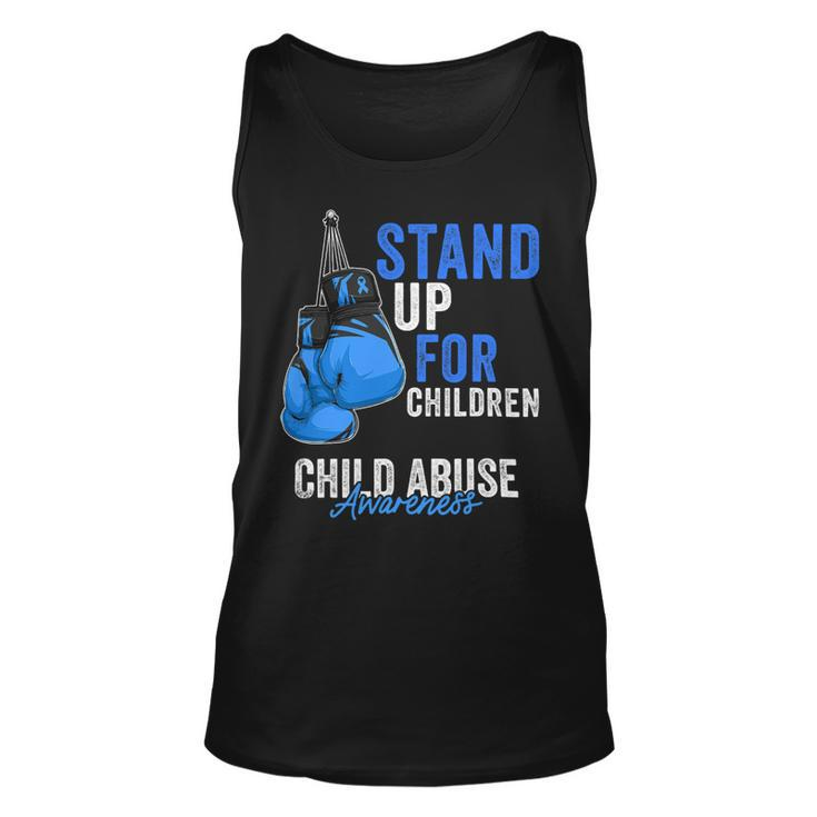 Funny Boxing Child Abuse Prevention Awareness Boxing Gloves Blue Ribbon Unisex Tank Top