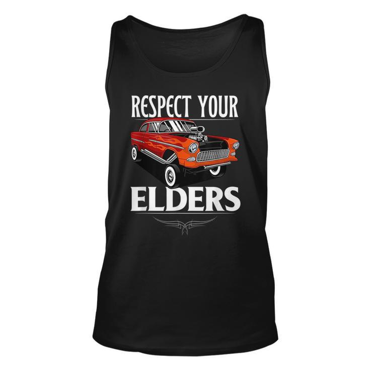 Funny Car Guy Classic Muscle Car Respect Your Elders Unisex Tank Top