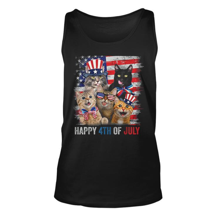Funny Cats Happy 4Th Of July American Us Flag 4Th Of July Unisex Tank Top