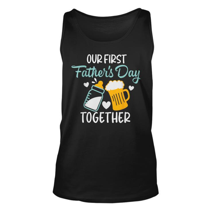 Funny Dad And Son Our First Fathers Day Together 2023 Baby  Unisex Tank Top