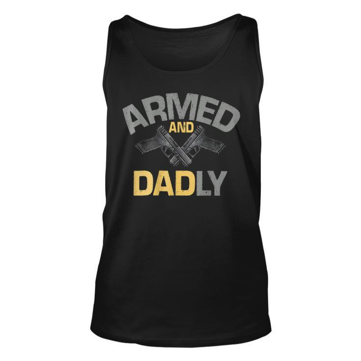 Funny Deadly Father Armed And Dadly Dad Retro Print On Back Unisex Tank Top