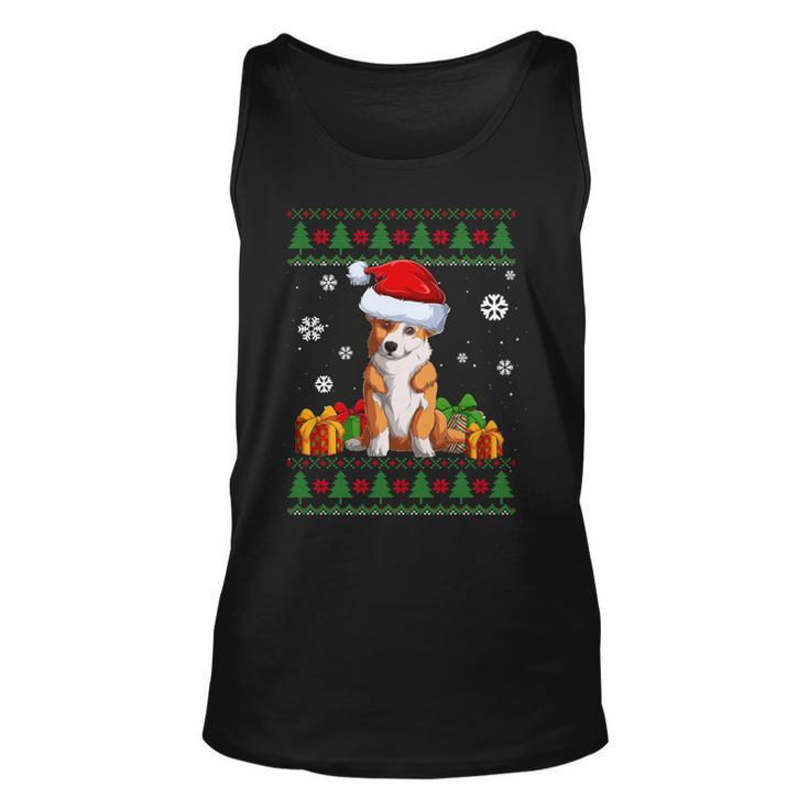 Dog Lover Welsh Corgi Santa Hat Ugly Christmas Sweater Tank Top