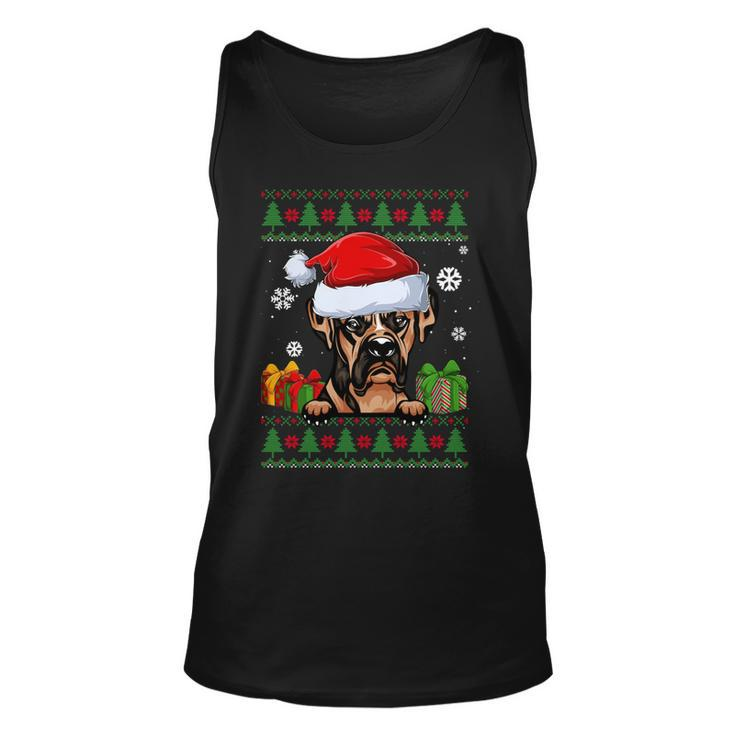 Dog Lovers Boxer Santa Hat Ugly Christmas Sweater Tank Top