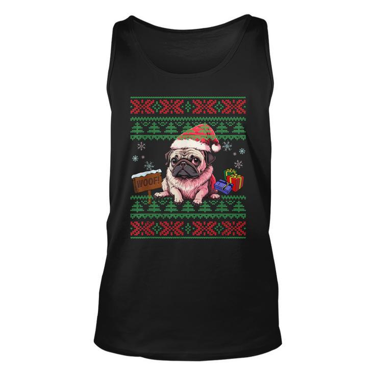Dog Lovers Cute Pug Santa Hat Ugly Christmas Sweater Tank Top