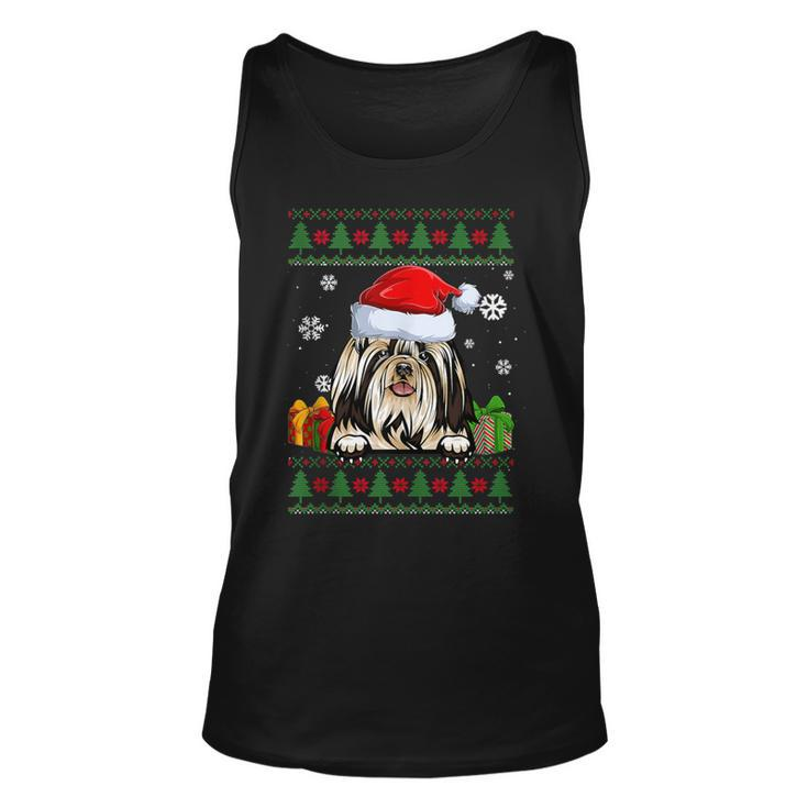 Dog Lovers Shih Tzu Santa Hat Ugly Christmas Sweater Tank Top