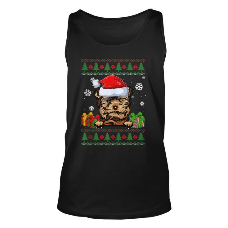 Dog Lovers Yorkie Santa Hat Ugly Christmas Sweater Tank Top
