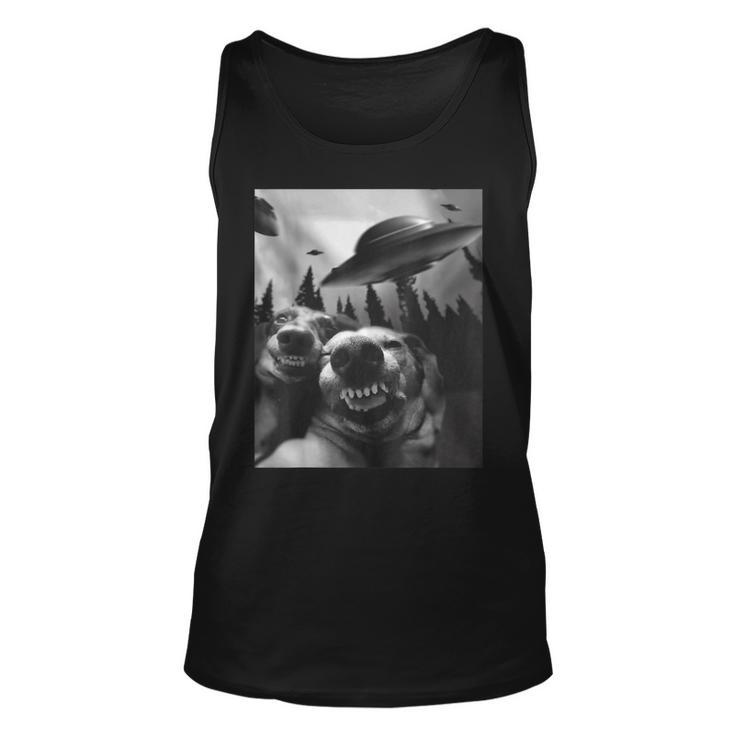 Funny Dogs Selfie With Ufos Unisex Tank Top