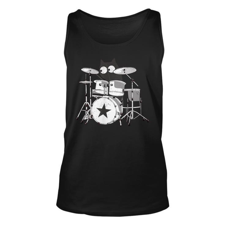 Drummer Cat Playing In Band Kitty Punk Rockstar Kitten Tank Top