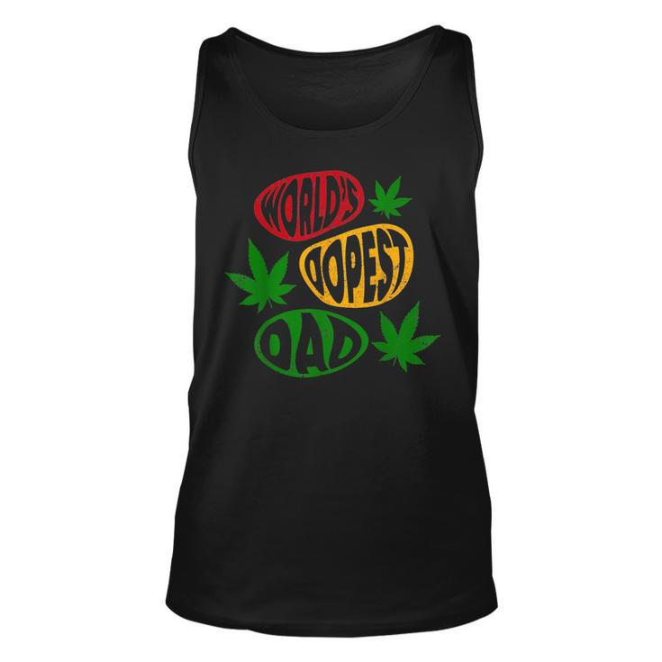 Funny Fathers Day Worlds Dopest Dad Cannabis Marijuana Weed Unisex Tank Top