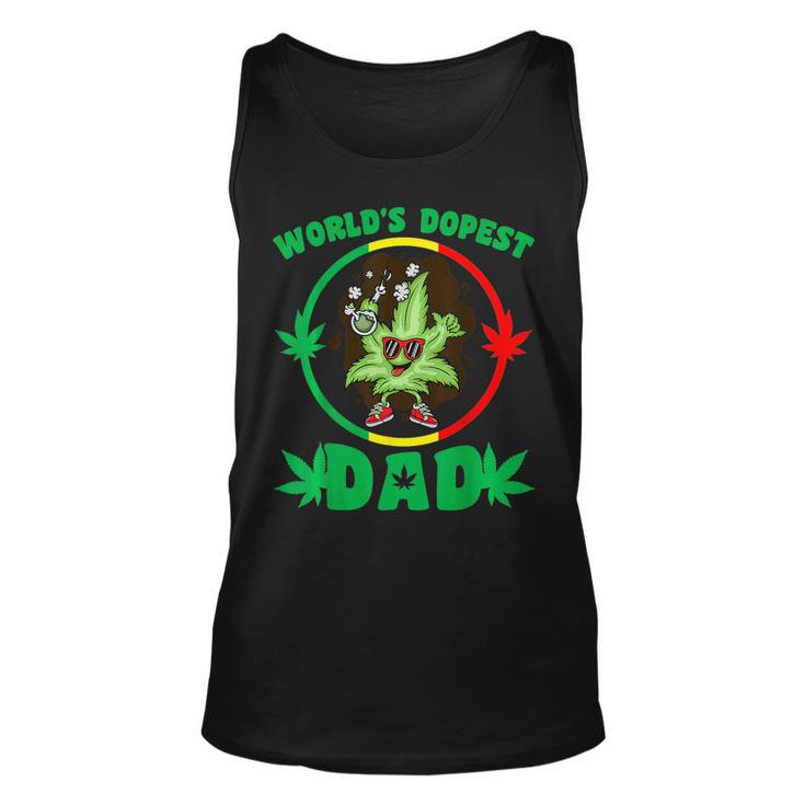 Funny Fathers Day Worlds Dopest Dad Cannabis Marijuana Weed  Unisex Tank Top