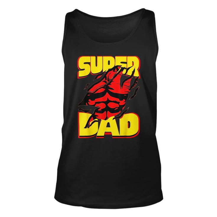 Funny Fatherss Day Dads Birthday Super Dad Hero For Dad  Unisex Tank Top