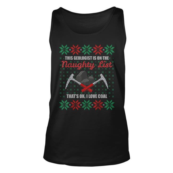 Geologist Geology Ugly Christmas Sweater Naughty List Tank Top