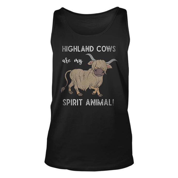 Funny Highland Cows Are My Spirit Animal Highland Cow  Unisex Tank Top