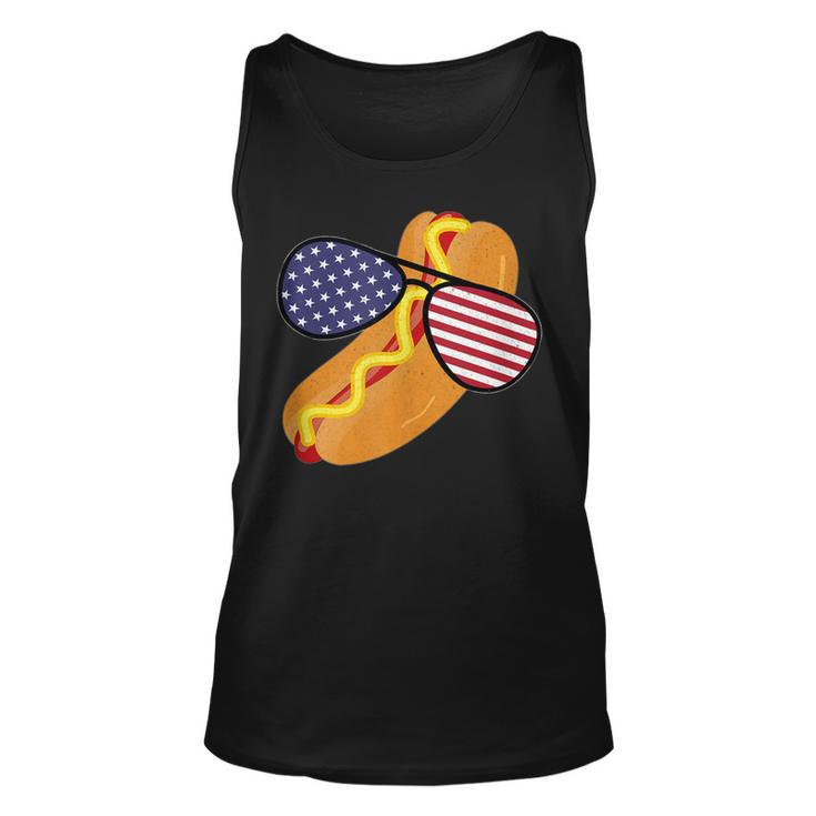 Funny Hot Dog Glasses 4Th Of July Usa Patriotic Hot Dog Flag Unisex Tank Top
