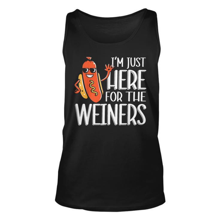 Funny Hot Dog Im Just Here For The Wieners 4Th Of July  Unisex Tank Top
