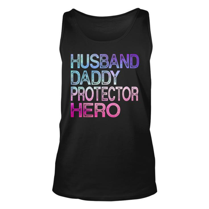 Funny Husband Daddy Protector Hero Fathers Day For Dad  Unisex Tank Top