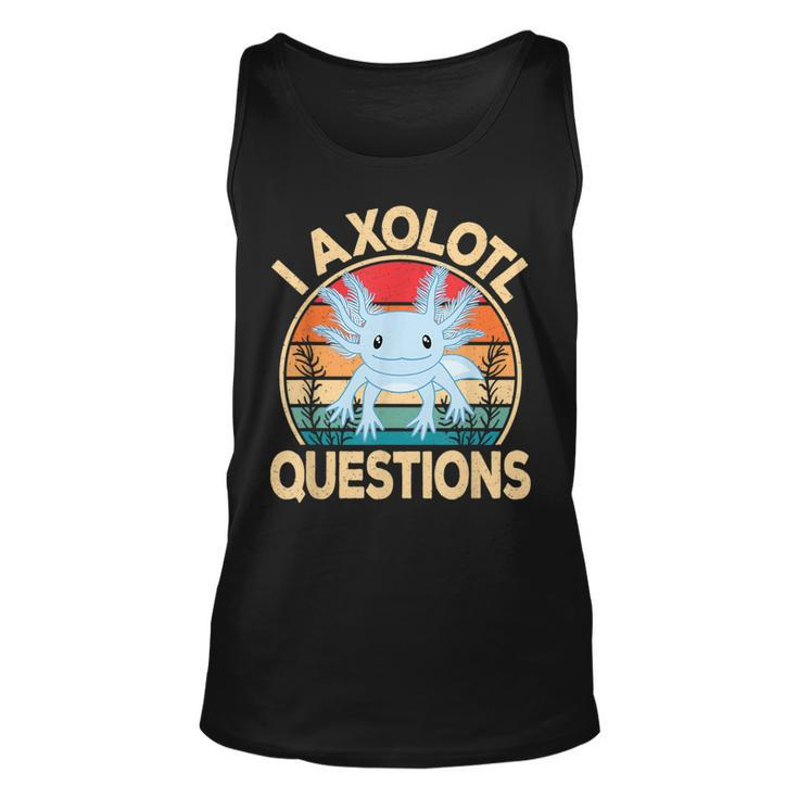 Funny I Axolotl Questions Cute Kawaii Blue Axolotl Retro  Unisex Tank Top