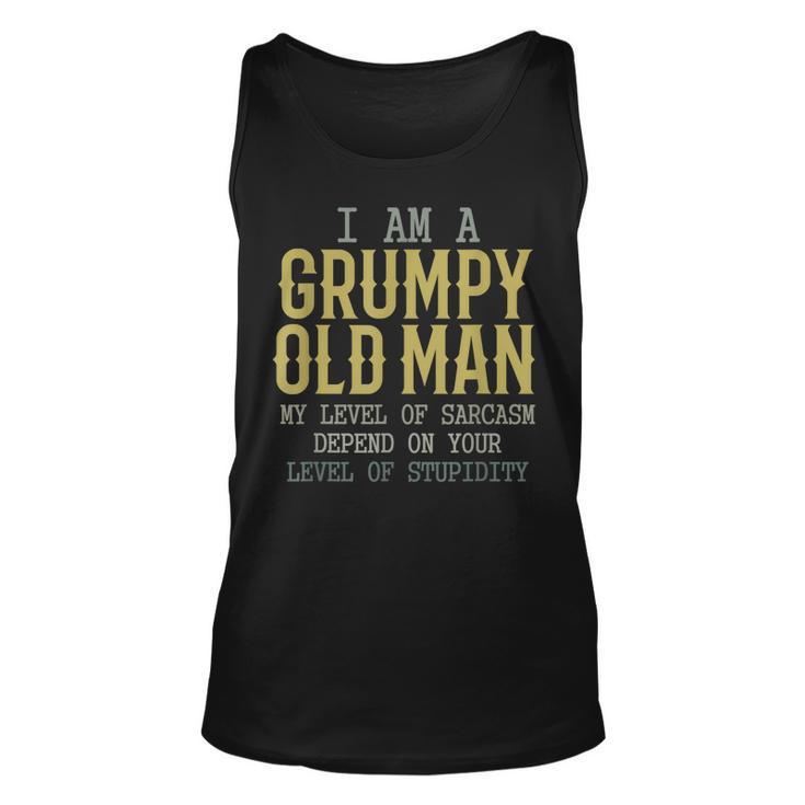 Funny Im A Grumpy Old Man My Level Of Sarcasm Depends  Unisex Tank Top