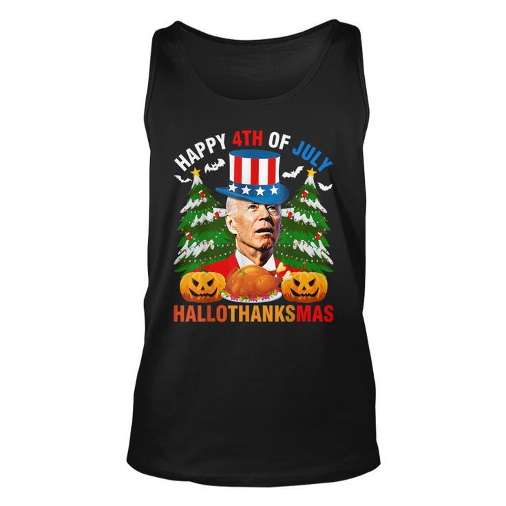 Funny Joe Biden Happy Holidays Confused For 4Th Of July Unisex Tank Top