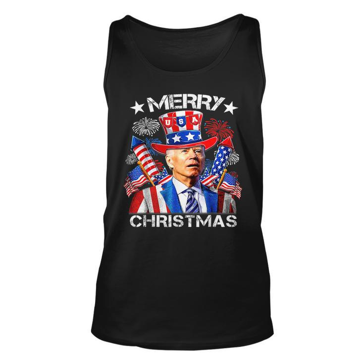 Funny Joe Biden Merry Christmas 4Th Of July Firework Usa Unisex Tank Top