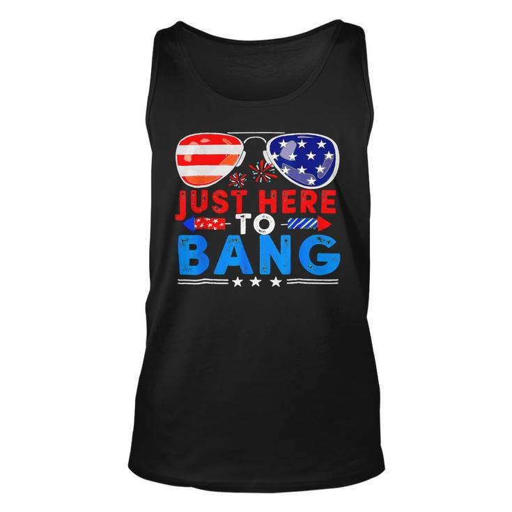 Funny Just Here To Bang 4Th Of July Sunglasses Usa Flag Unisex Tank Top