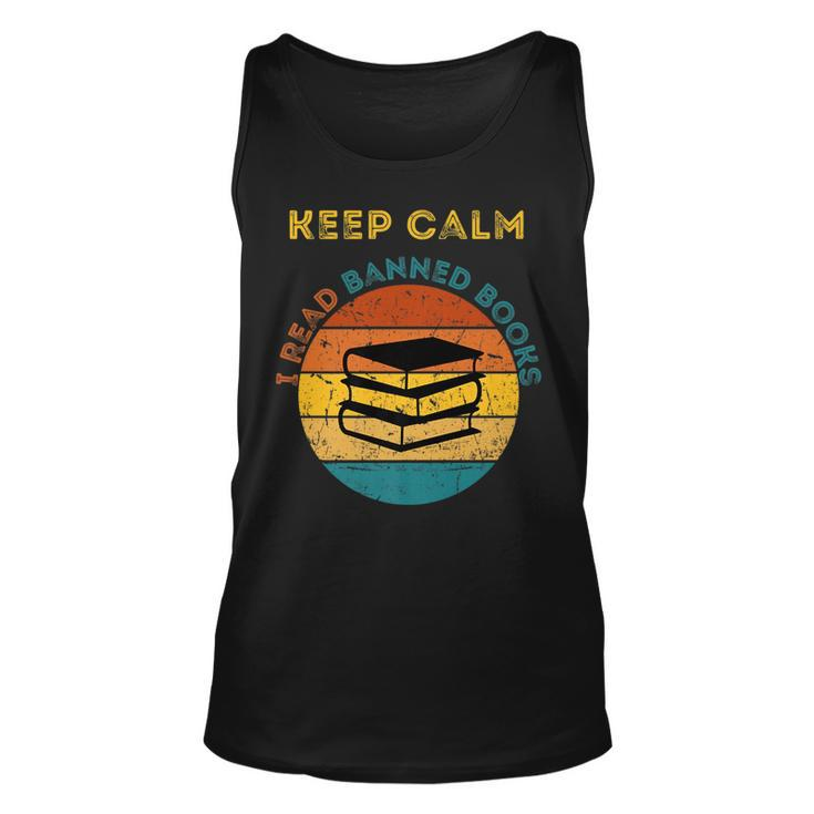 Funny Keep Calm I Read Banned Books Book Lovers Unisex Tank Top