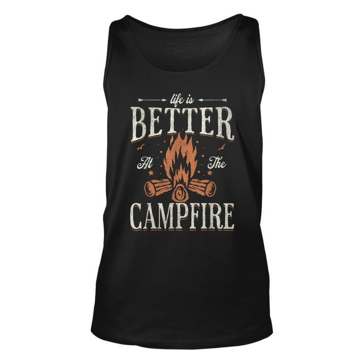 Funny Life Is Better At The Campfire Vintage Camping Camper  Unisex Tank Top
