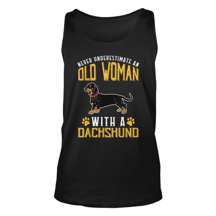 Funny Never Underestimate An Old Woman With A Dachshund Cute Unisex Tank Top