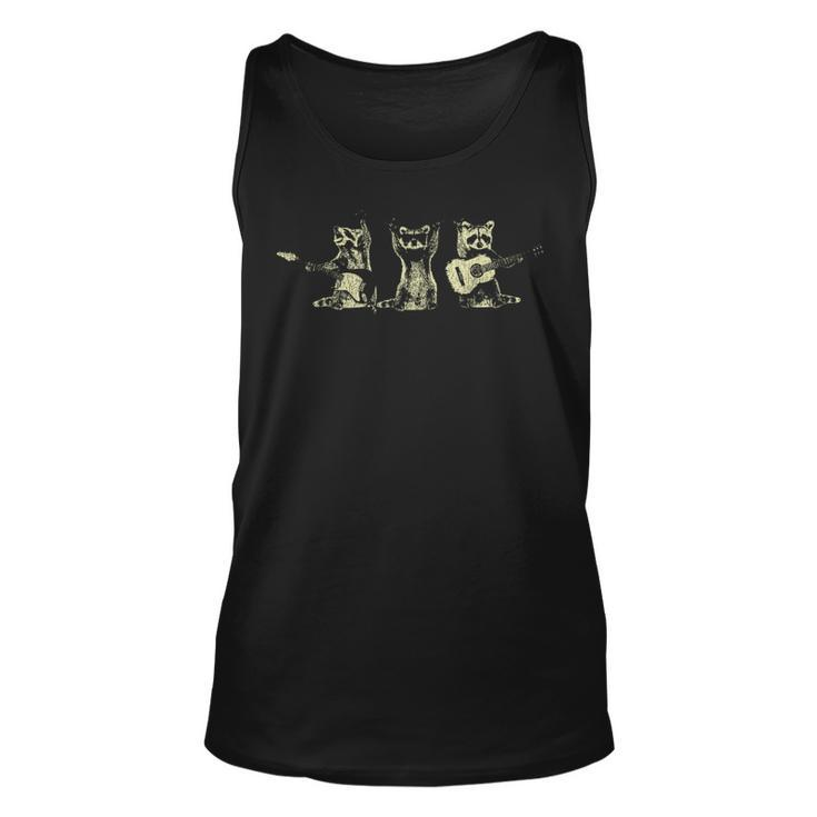 Funny Raccoon Music Band Electric Acoustic Guitar Racoons  Unisex Tank Top