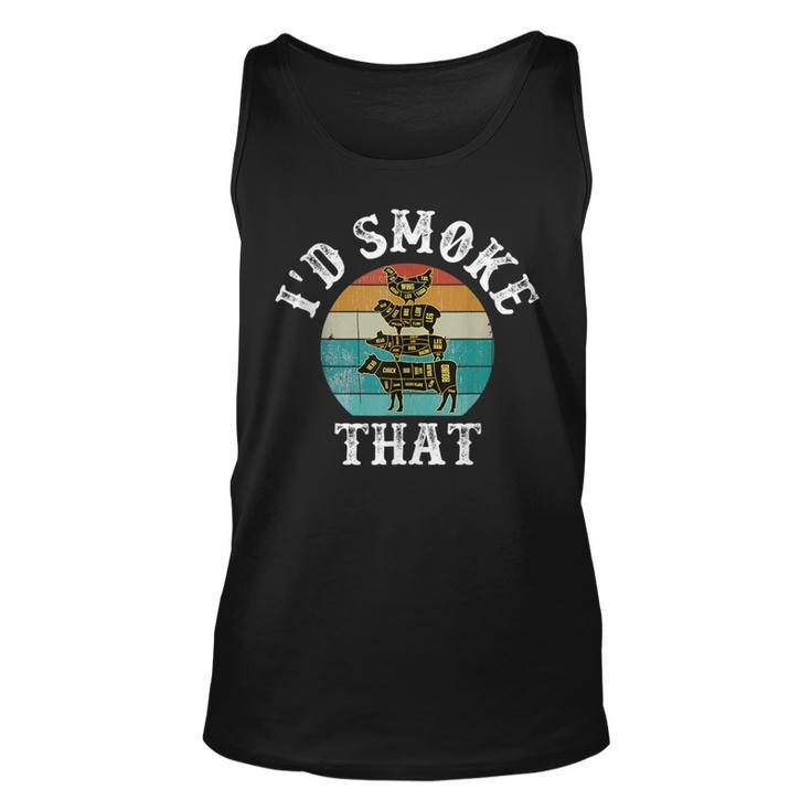 Funny Retro Bbq Party Smoker Chef Dad Gift Id Smoke That  Unisex Tank Top