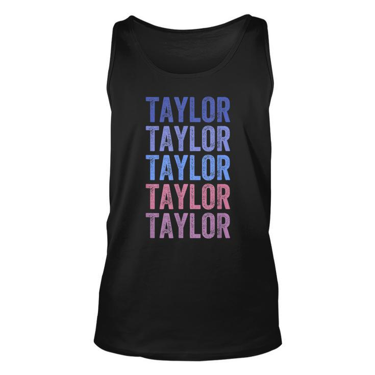 Funny Retro Repeated Text Design First Name Taylor   Unisex Tank Top