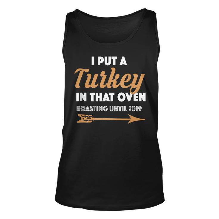 Funny Thanksgiving Pregnancy Announcement  For Dad 2019 Unisex Tank Top