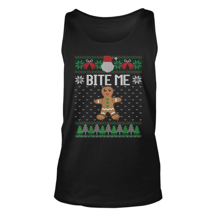 Ugly Christmas Sweater Bite Me Gingerbread Man Tank Top
