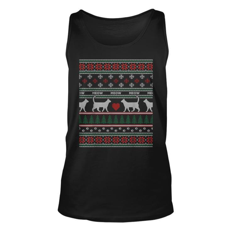 Xmas Kitty Ugly Christmas Sweater Style Cat Lover Tank Top